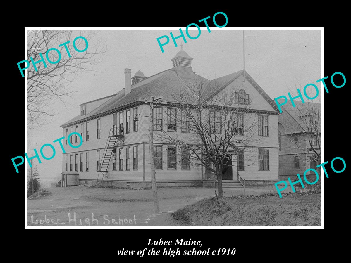 OLD LARGE HISTORIC PHOTO OF LUBEC MAINE, VIEW OF THE HIGH SCHOOL c1910