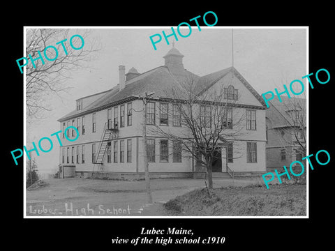 OLD LARGE HISTORIC PHOTO OF LUBEC MAINE, VIEW OF THE HIGH SCHOOL c1910