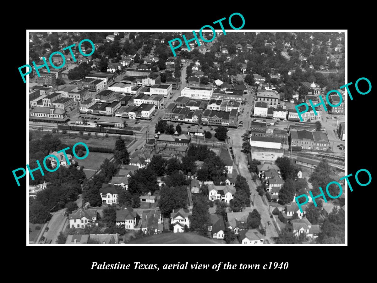 OLD LARGE HISTORIC PHOTO OF PALESTINE TEXAS, AERIAL VIEW OF THE TOWN CENTRE 1940