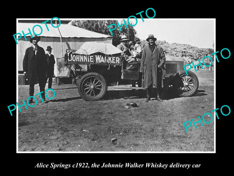 OLD HISTORIC PHOTO OF ALICE SPRINGS, JOHNNIE WALKER WHISKEY DELIVERY CAR c1922