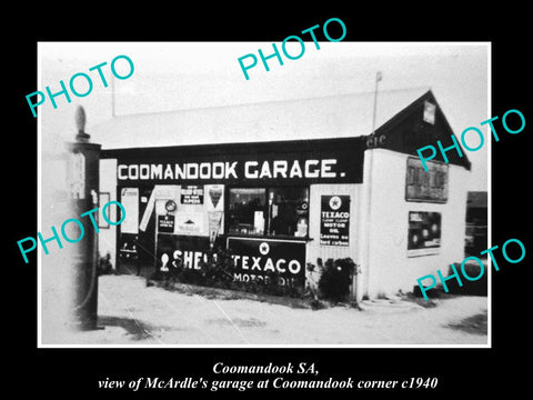 OLD LARGE HISTORIC PHOTO OF COOMANDOOK SA, THE McARDLES TEXACO GARAGE c1940