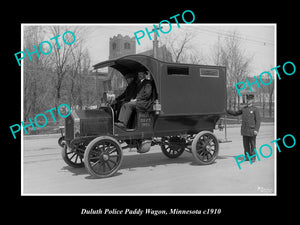 OLD LARGE HISTORIC PHOTO OF DULUTH MINNESOTA, THE POLICE PADDY WAGON c1910