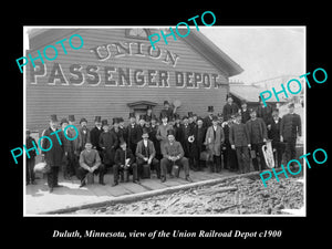 OLD LARGE HISTORIC PHOTO OF DULUTH MINNESOTA, THE UNION RAILROAD DEPOT c1900