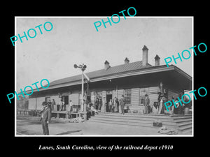 OLD LARGE HISTORIC PHOTO OF LANES SOUTH CAROLINA, RAILROAD DEPOT STATION c1910