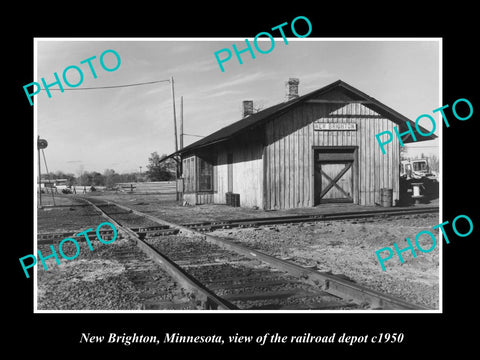 OLD LARGE HISTORIC PHOTO OF NEW BRIGHTON MINNESOTA, RAILROAD DEPOT STATION c1950