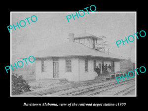 OLD LARGE HISTORIC PHOTO OF DAVISTOWN ALABAMA, THE RAILROAD DEPOT STATION c1900