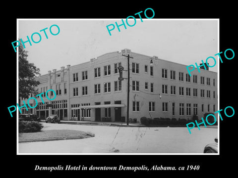 OLD LARGE HISTORIC PHOTO OF DEMOPOLIS ALABAMA, VIEW OF THE DEMOPOLIS HOTEL c1940