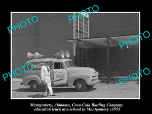 OLD LARGE HISTORIC PHOTO OF MONTGOMERY ALABAMA, THE COCA COLA SCHOOL CAR c1955