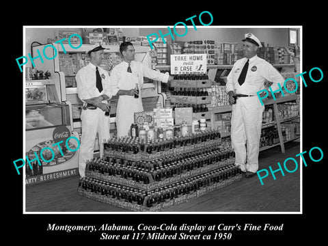 OLD LARGE HISTORIC PHOTO OF MONTGOMERY ALABAMA, THE COCA COLA SHOP DISPLAY c1950