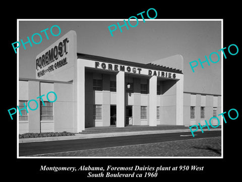 OLD LARGE HISTORIC PHOTO OF MONTGOMERY ALABAMA, THE FOREMOST DAIRY FACTORY c1960