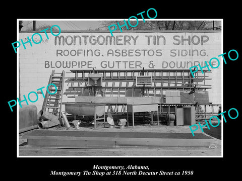 OLD LARGE HISTORIC PHOTO OF MONTGOMERY ALABAMA, VIEW OF THE TIN SHOP c1950