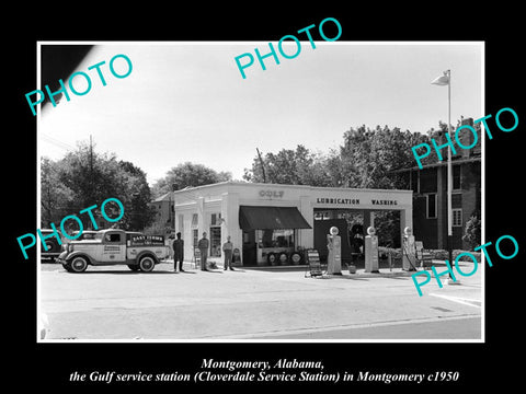 OLD LARGE HISTORIC PHOTO OF MONTGOMERY ALABAMA, GULF OIL SERVICE STATION c1950 2