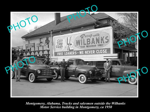 OLD LARGE HISTORIC PHOTO OF MONTGOMERY ALABAMA, THE WILBANKS MOTOR GARAGE 1950 1