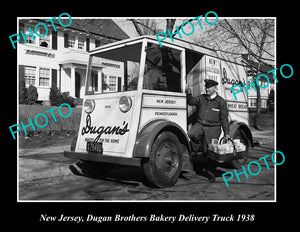 OLD LARGE HISTORIC PHOTO OF NEW JERSEY, DUGAN BROS BAKERY DELIVERY TRUCK c1938