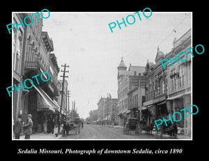 OLD LARGE HISTORIC PHOTO OF SEDALIA MISSOURI, VIEW OF DOWNTOWN SEDALIA c1890