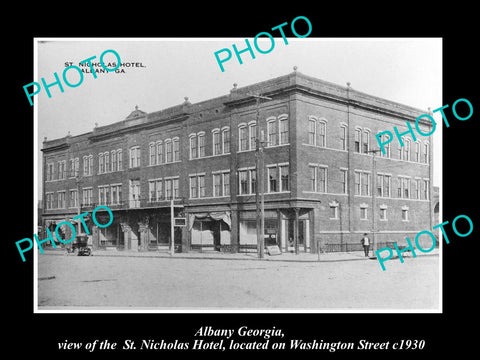 OLD LARGE HISTORIC PHOTO OF ALBANY GEORGIA, VIEW OF THE St NICHOLAS HOTEL c1930