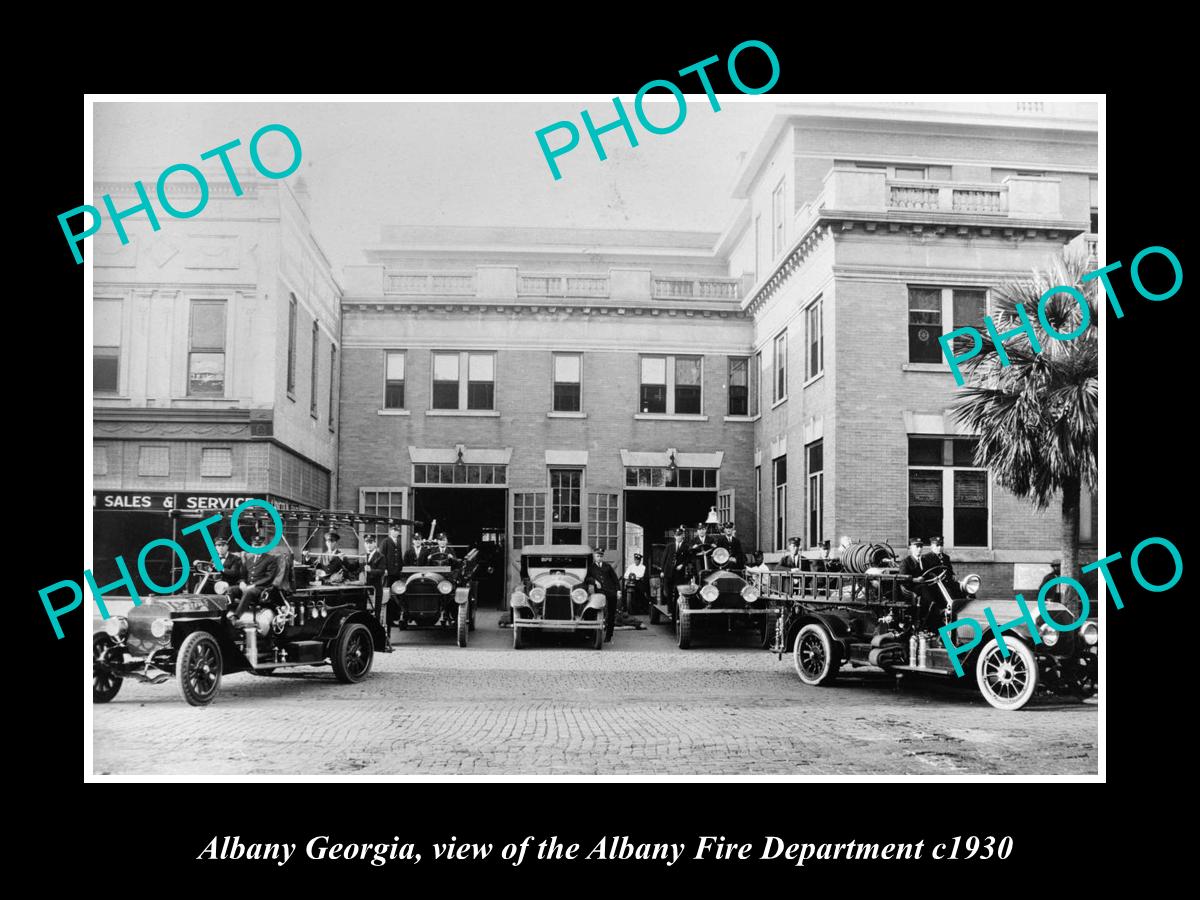 OLD LARGE HISTORIC PHOTO OF ALBANY GEORGIA, THE FIRE BRIGADE DEPARTMENT c1930