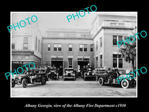 OLD LARGE HISTORIC PHOTO OF ALBANY GEORGIA, THE FIRE BRIGADE DEPARTMENT c1930