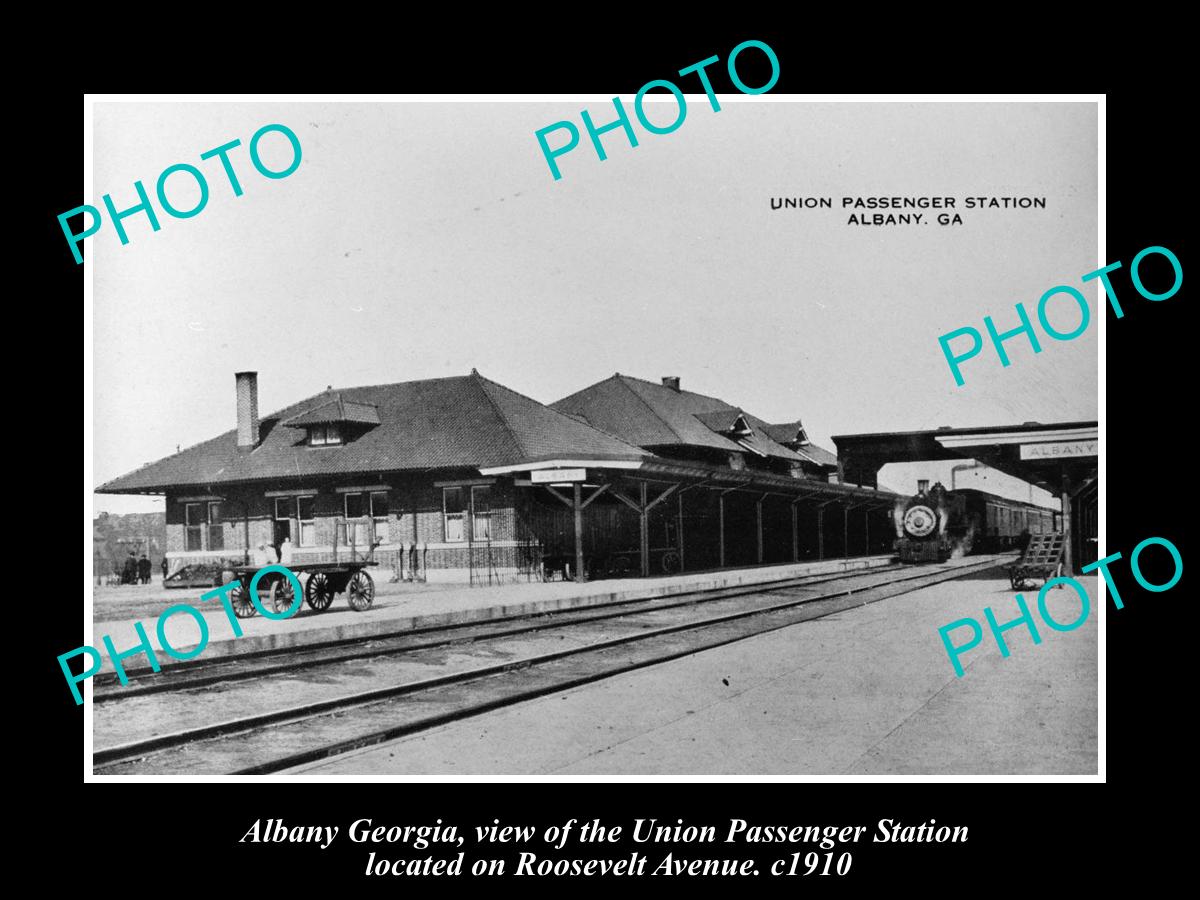 OLD LARGE HISTORIC PHOTO OF ALBANY GEORGIA, THE UNION RAILROAD DEPOT c1910