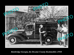 OLD LARGE HISTORIC PHOTO OF BAINBRIDGE GEORGIA, DECATUR COUNTY BOOKMOBILE 1938