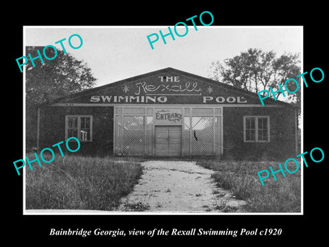 OLD LARGE HISTORIC PHOTO OF BAINBRIDGE GEORGIA, THE REXALL SWIMMING POOL c1920