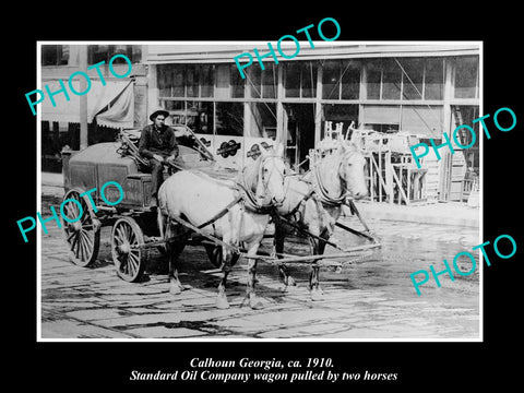 OLD LARGE HISTORIC PHOTO OF CALHOUN GEORGIA, THE STANDARD OIL COMPANY WAGON 1910