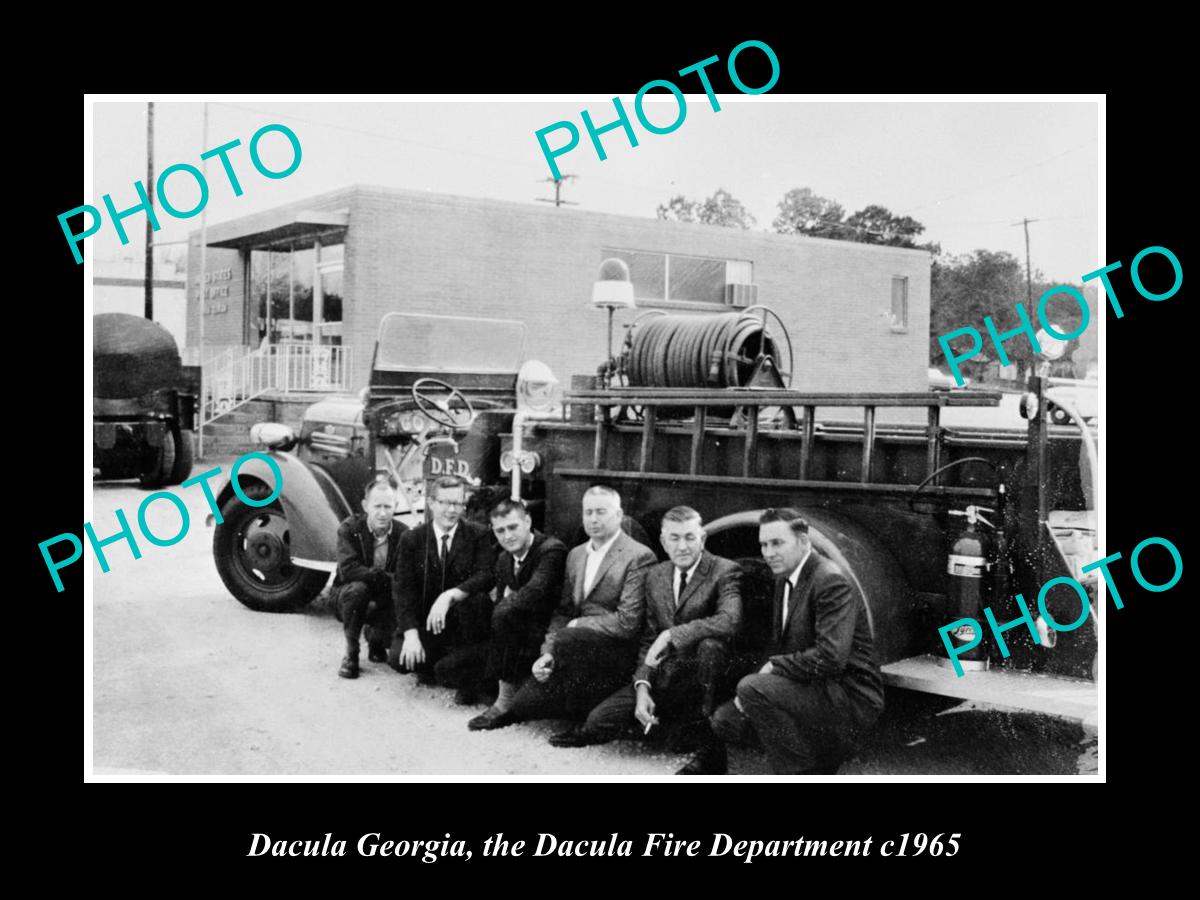 OLD LARGE HISTORIC PHOTO OF DACULA GEORGIA, THE TOWN FIRE DEPARTMENT c1965