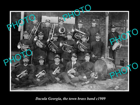 OLD LARGE HISTORIC PHOTO OF DACULA GEORGIA, THE TOWN BRASS BAND c1909