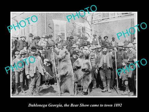 OLD LARGE HISTORIC PHOTO OF DAHLONEGA GEORGIA, THE BEAR SHOW CAME TO TOWN c1892