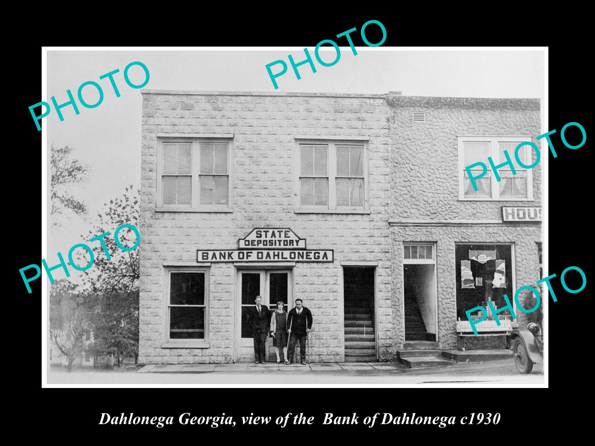 OLD LARGE HISTORIC PHOTO OF DAHLONEGA GEORGIA, BANK OF DAHLONEGA BUILING c1930