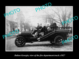 OLD LARGE HISTORIC PHOTO OF DALTON GEORGIA, THE FIRE DEPARTMENT TRUCK c1927