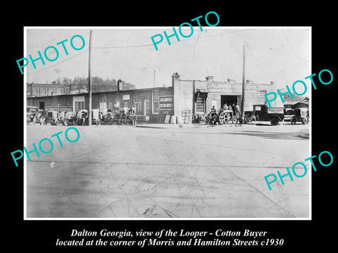 OLD LARGE HISTORIC PHOTO OF DALTON GEORGIA, LOOPERS COTTON BUYER STORE c1930