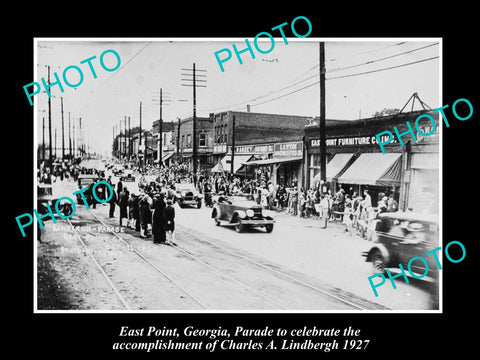 OLD LARGE HISTORIC PHOTO OF EAST POINT GEORGIA, CHARLES LINDBERGH PARADE c1927