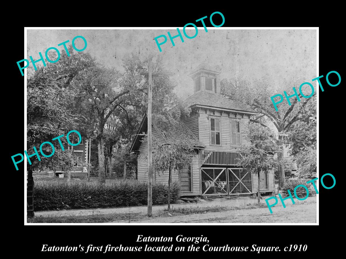 OLD LARGE HISTORIC PHOTO OF EATONTON GEORGIA, THE 1st FIRE DEPARTMENT c1910