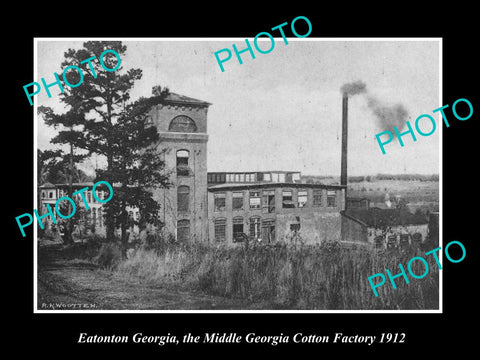 OLD LARGE HISTORIC PHOTO OF EATONTON GEORGIA, MIDDLE GEORGIA COTTON FACTORY 1912