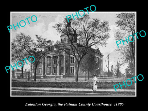 OLD LARGE HISTORIC PHOTO OF EATONTON GEORGIA, PUTNAM COUNTY COURTHOUSE 1905