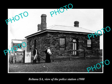 OLD LARGE HISTORIC PHOTO OF BELTANA INDIANA, VIEW OF THE POLICE STATION c1900