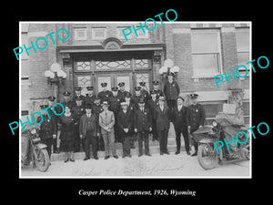 OLD LARGE HISTORIC PHOTO OF CASPER WYOMING, VIEW OF THE POLICE DEPARTMENT c1926