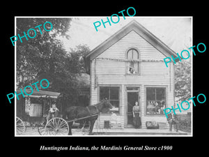 OLD LARGE HISTORIC PHOTO OF HUNTINGTON INDIANA, THE MARDINIS GENERAL STORE c1900