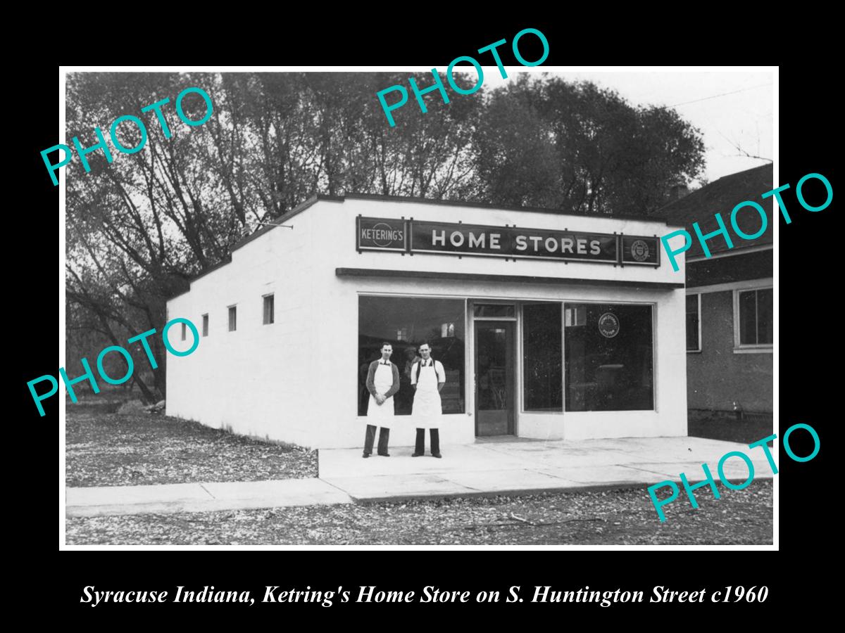 OLD LARGE HISTORIC PHOTO OF SYRACUSE INDIANA, VIEW OF KETRINGS HOME STORE c1960