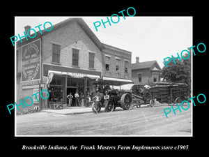 OLD LARGE HISTORIC PHOTO OF BROOKVILLE INDIANA, THE MASTERS FARMING STORE c1905