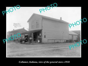 OLD LARGE HISTORIC PHOTO OF COLLAMER INDIANA, VIEW OF THE GENERAL STORE c1910