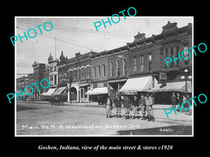 OLD LARGE HISTORIC PHOTO OF GOSHEN INDIANA, THE MAIN STREET & STORES c1920