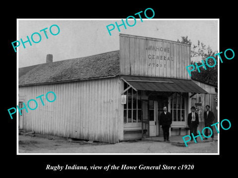 OLD LARGE HISTORIC PHOTO OF RUGBY INDIANA, VIEW OF THE HOWE GENERAL STORE c1920