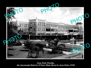 OLD LARGE HISTORIC PHOTO OF AVON PARK FLORIDA,VIEW OF THE JACARANDA HOTEL c1930