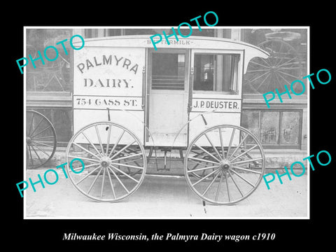 OLD LARGE HISTORIC PHOTO OF MILWAUKEE WISCONSIN, THE PALYRA DAIRY WAGON c1910