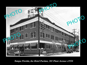 OLD LARGE HISTORIC PHOTO OF TAMPA FLORIDA, VIEW OF THE HOTEL PURITAN c1950