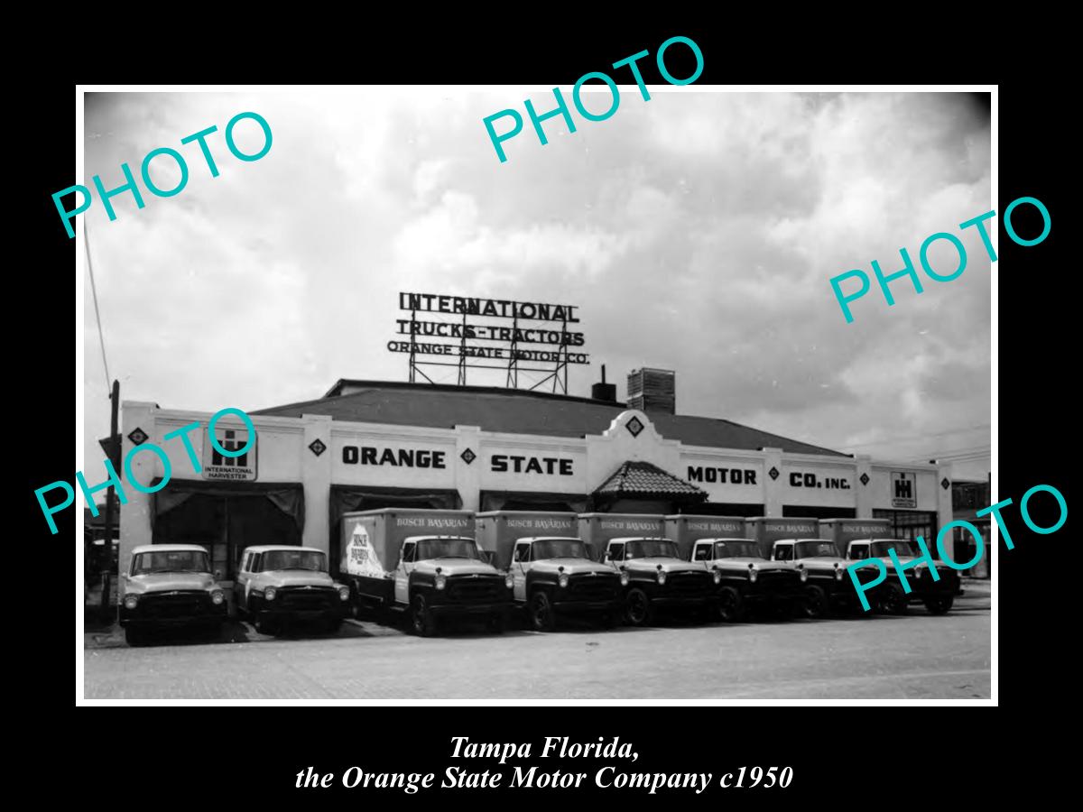 OLD LARGE HISTORIC PHOTO OF TAMPA FLORIDA, THE ORANGE STATE MOTOR Co c1950