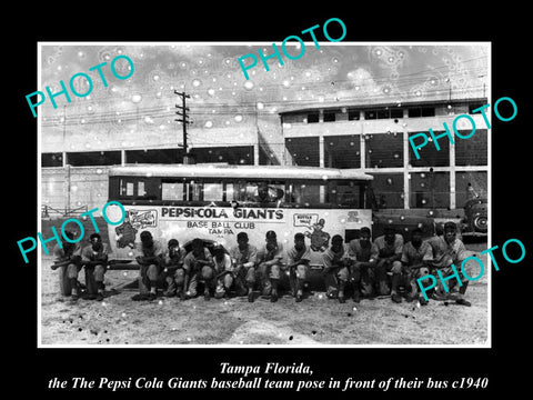 OLD LARGE HISTORIC PHOTO OF TAMPA FLORIDA, PEPSI COLA GIANTS BASEBALL TEAM 1940