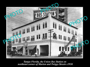 OLD LARGE HISTORIC PHOTO OF TAMPA FLORIDA, VIEW OF THE UNION BUS STATION c1930